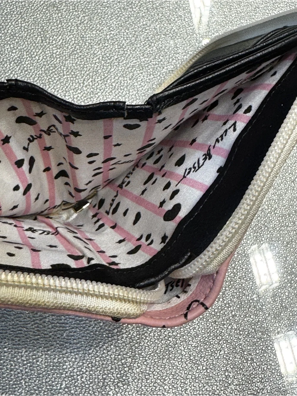 Betsey Johnson Pink Striped Cat-Face Zip Wallet